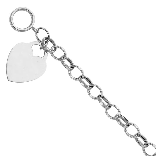 Heart Engraved Toggle Bracelet