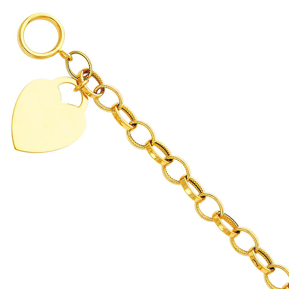 Heart Engraved Toggle Bracelet
