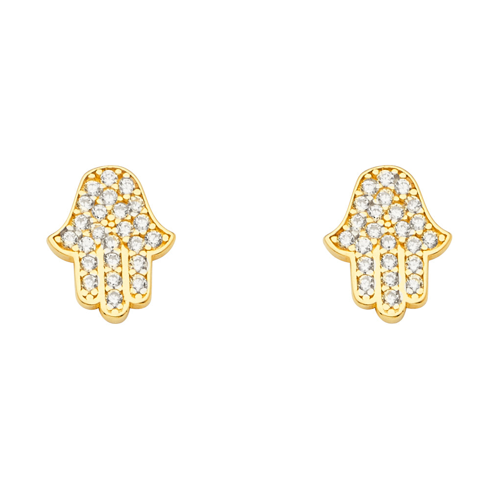 Hamsa Studded Gold Earrings